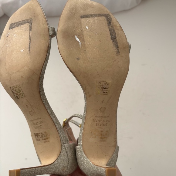 Stuart Weitzman Amelina 75 Sandal Glitter Sparkle Sz 6 - Picture 9 of 10